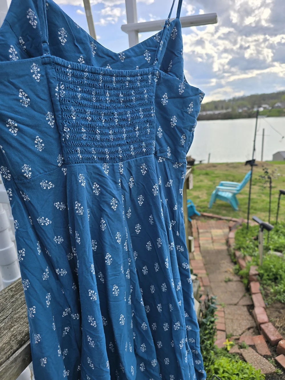 Old Navy Teal With White Pattern Sun Dress - Picture 4 of 8